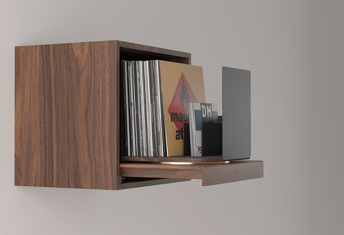 Rotating Vinyl Record Storage Display Cabinet