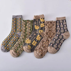 Womens Floral Cotton Socks