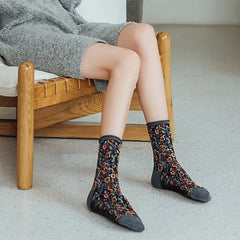 Vintage Embroidered Floral Women Socks