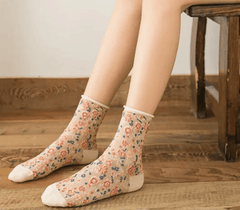 Vintage Embroidered Floral Women Socks