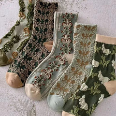 Womens Floral Cotton Socks