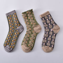 Black Friday Sale 49%OFF-5 Pairs Women's Embossed Floral Cotton Socks