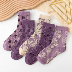 Womens Floral Cotton Socks