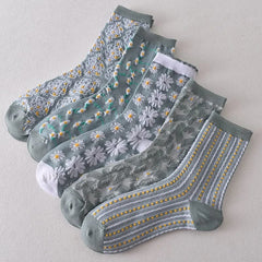 Womens Floral Cotton Socks