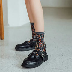 Vintage Embroidered Floral Women Socks