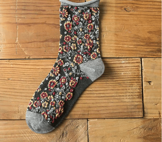 Vintage Embroidered Floral Women Socks